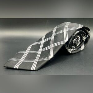 Bugatti- Mens Tie, Black/Grey/White, 100%‎ Silk
